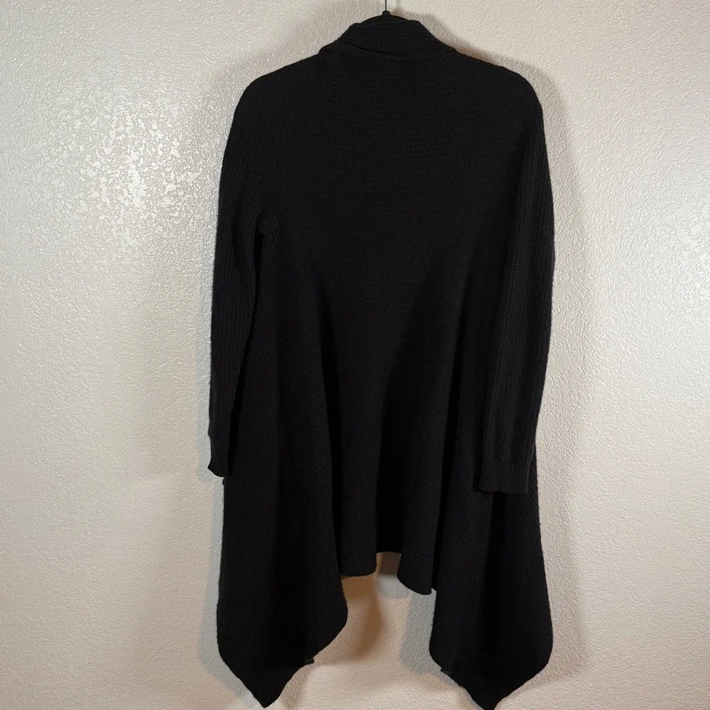 Garnet Hill Black Drape Ribbed Knit Cashmere Cardigan Size Small
